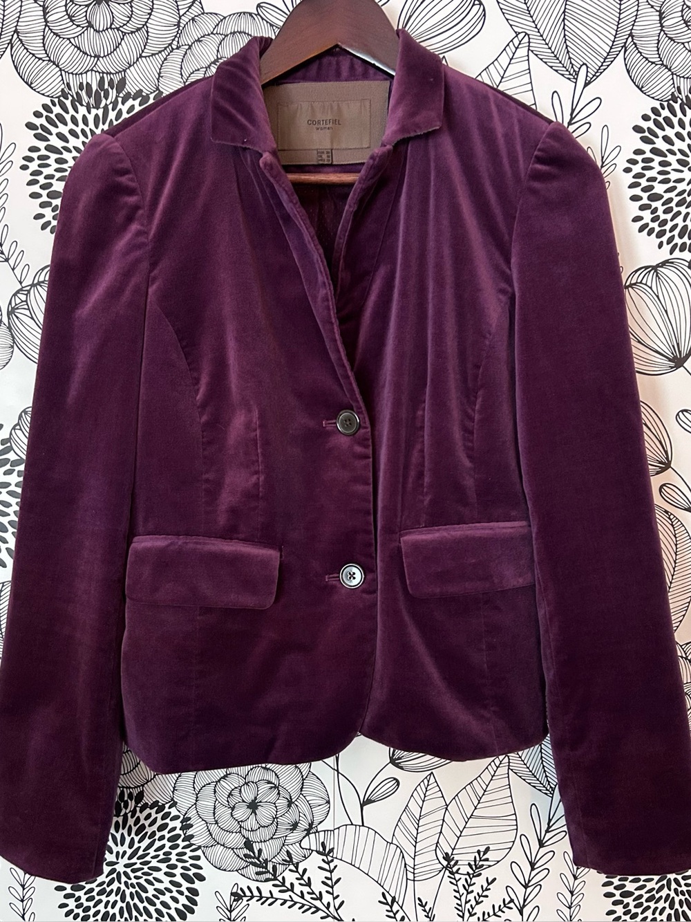 Deep Plum Purple Cortefiel Velvet Women’s Blazer